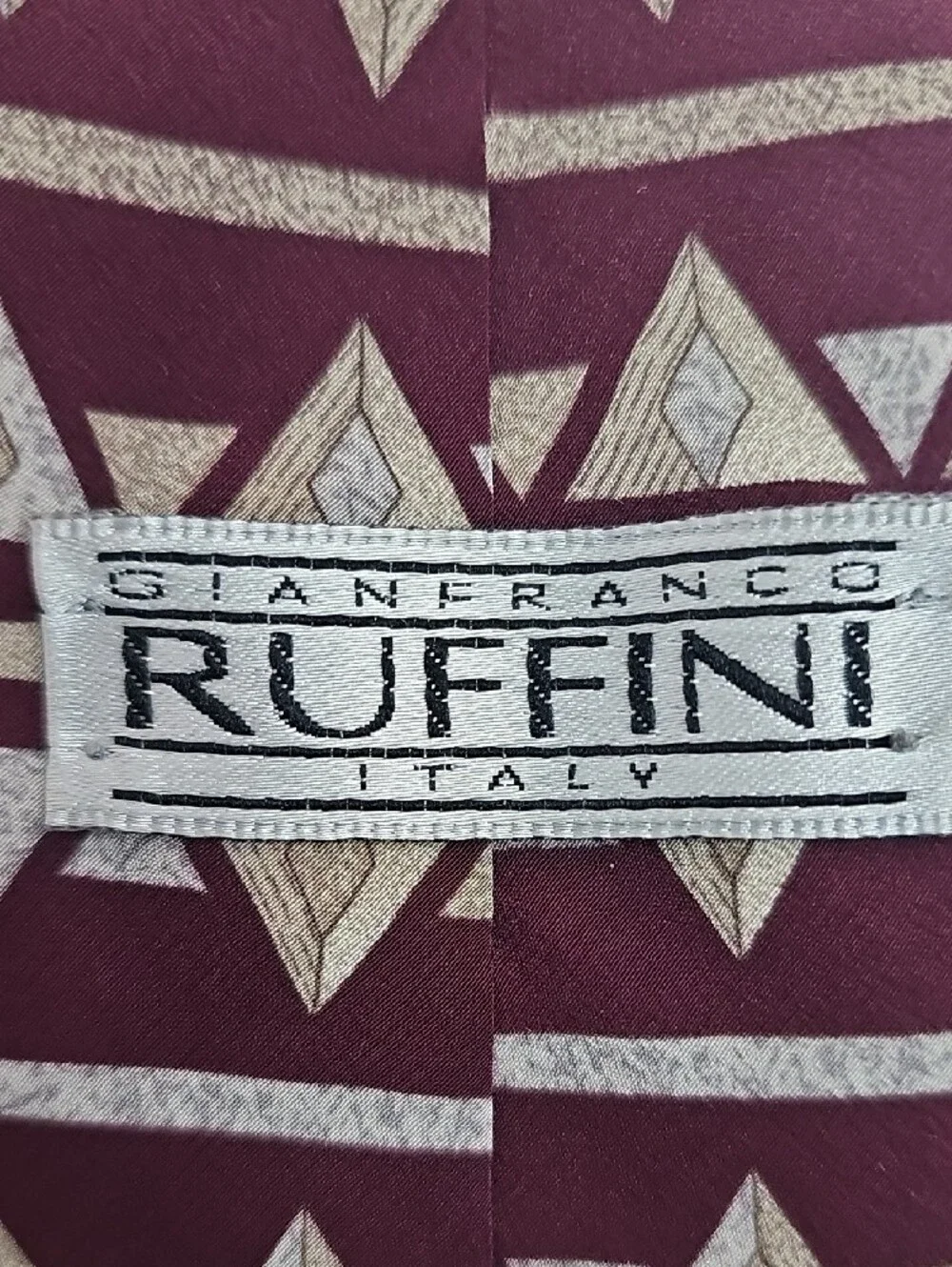 Men's Burgundy Geometric Pattern Tie